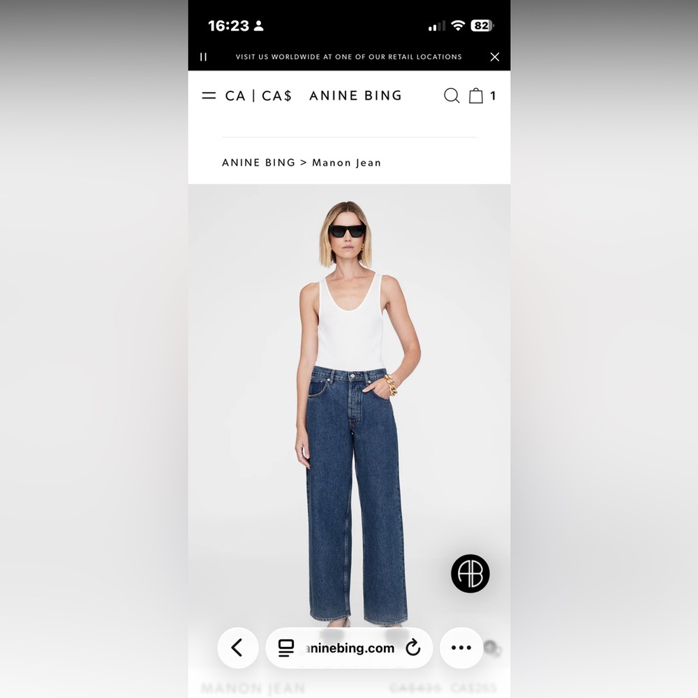Anine Bing Manon Wide Leg Jeans
